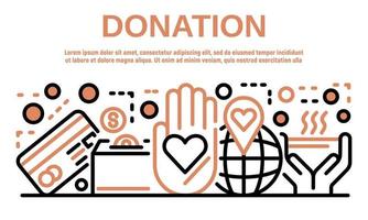 Donation banner, outline style vector