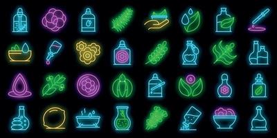 conjunto de iconos de aceites esenciales neón vectorial vector