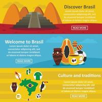 Brasil travel banner horizontal set, flat style vector