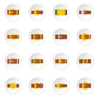 Belt buckles icons set in flat style vector