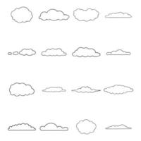 Clouds icon set outline vector
