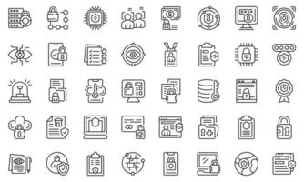 Privacy Policy icons set outline vector. Gdpr safety standard vector