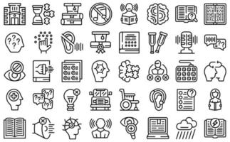 Learning disability icons set outline vector. Inclusive education vector