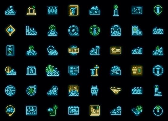 Stay connected icons set outline vector. Home work vector neon