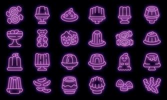 Jelly icons set vector neon
