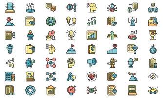 Realization icons set line color vector