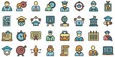 Job students icons set vector flat