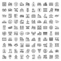 Farming robot icons set, outline style vector