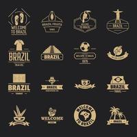 Conjunto de iconos de logotipo de viaje de brasil, estilo simple vector