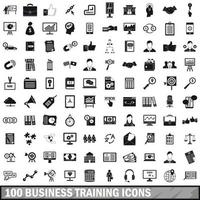 100 business training icons set, simple style vector