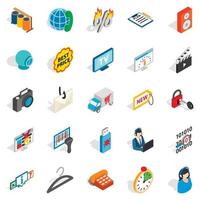 Shop icons set, isometric style vector