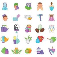 Resort icons set, cartoon style vector