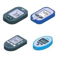 Glucose meter icons set, isometric style vector