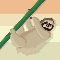 cartoon sloth climbing a branch vector