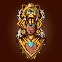 Mayan native dressed in gold with jaguar ornament vector