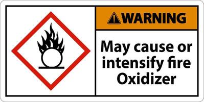 Warning May Cause Or Intensify Fire GHS Sign On White Background vector