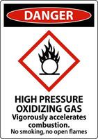 Danger High Pressure Oxidizing Gas GHS Sign On White Background vector