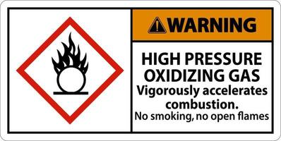 Warning High Pressure Oxidizing Gas GHS Sign On White Background vector