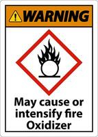 Warning May Cause Or Intensify Fire GHS Sign On White Background vector