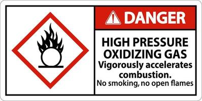 Danger High Pressure Oxidizing Gas GHS Sign On White Background vector