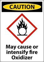 Caution May Cause Or Intensify Fire GHS Sign On White Background vector