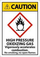 Caution High Pressure Oxidizing Gas GHS Sign On White Background vector