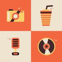 flat design illustration simple object recorder,paint,movie vector