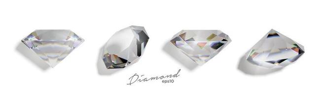 Set of realistic diamond isolated vector