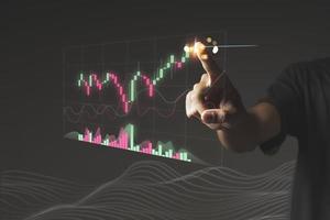 young investor or business man with graphic global network connection and graph chart of stock market investment trading photo