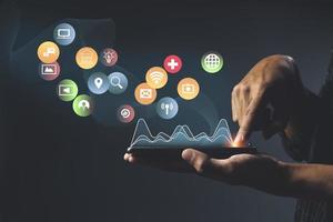 IoT Internet of Things, Social network, digital marketing, business and technology concept photo