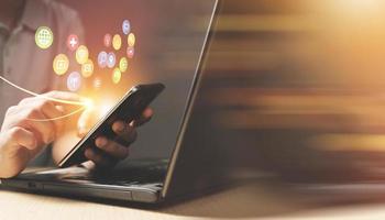 Iot internet of things social network digital marketing business and technology concept photo