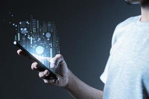 global internet connection application technology and digital marketing photo