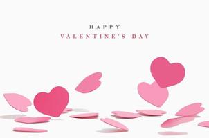 Realistic paper hearts falling vector background frame illustration for valentine's day event