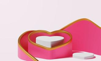 Elegant luxury pink and gold empty heart shaped podium scene for valentine's day product display presentation vector