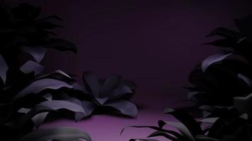 Realistic elegant dark tropical plant foliage scene illustration with empty space template for product showcase or placement vector background