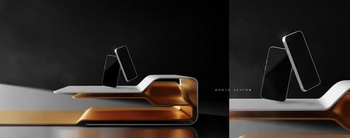 Modern elegant futuristic desk, stand, cabinet or placement scene 3d illustration template for product display presentation vector