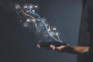 IoT Internet of Things, Social network, digital marketing, business and technology concept photo
