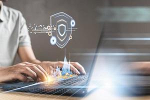 Protection network security computer and safe your data concept, shield protect icon photo