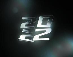 Year 2022 realistic 3d metallic futuristic typography background vector