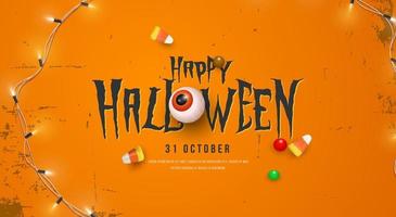 Happy Halloween cute spooky typography poster background vector
