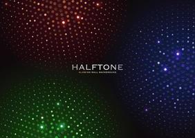 3d colorful vibrant Halftone disco glowing glitter ball background cover template vector