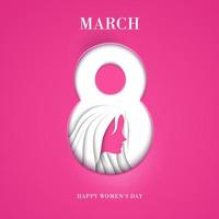 8 de marzo día internacional de la mujer vector de ilustración de fondo recortado 3d