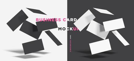 clean modern floating business card mockup template vector set