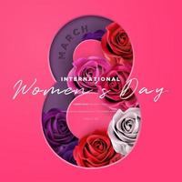 hermoso 8 de marzo día internacional de la mujer floral rosa ramo de flores 3d ilustración vectorial