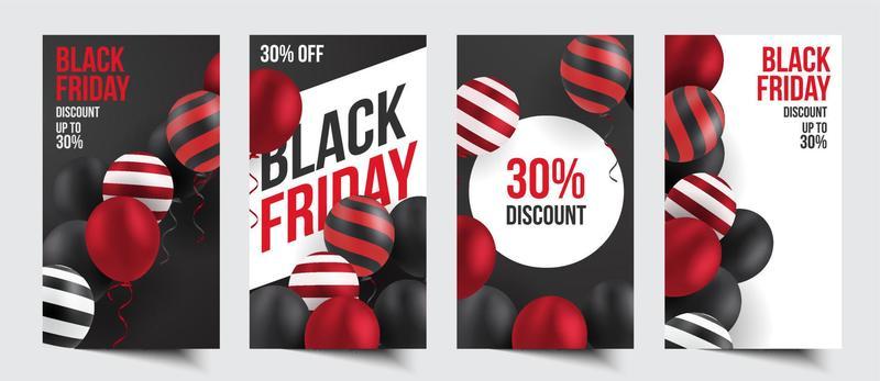 Black friday sale promo discount template set for social media