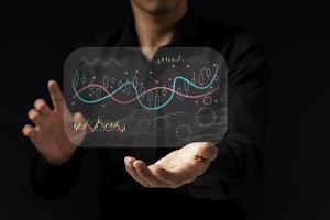 young investor or business man with graphic global network connection and graph chart of stock market investment trading photo