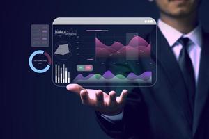 young investor or business man with graphic global network connection and graph chart of stock market investment trading photo