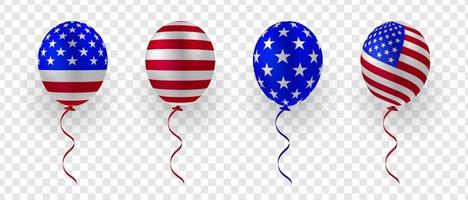 Set of balloon with USA flag vector decorative elements