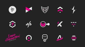 Random mix of modern minimal logo collection, flat duotone branding icon set template vector