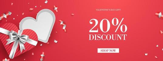 Valentine's day sale promo background, holiday event advertisement banner vector